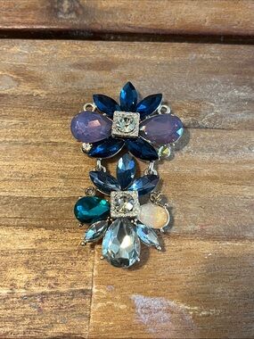 Zimmermann Multi-Teardrop Blue & Teal Crystal Brooch